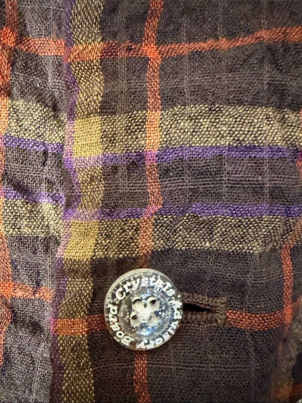 Advisory Board Crystals ABC Plaid Long Coat Jacket Men’s Large Linen Blend - Picture 7 of 12